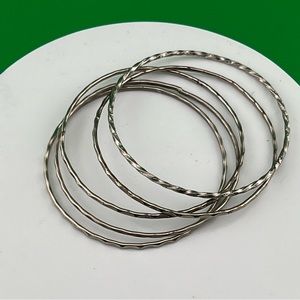 (5) silver thin bangle bracelets